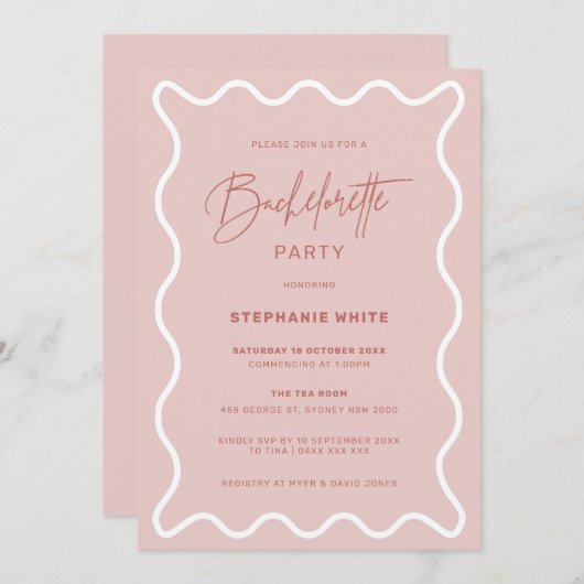 Invitation de la fête de la Bachelorette à la fron (Devant / Derrière)