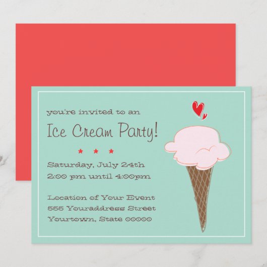 Invitation de la fête de la crème glacée (Devant / Derrière)