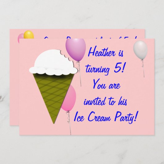 Invitation de la fête de la crème glacée (Devant / Derrière)