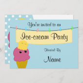 Invitation de la fête de la crème glacée (Devant / Derrière)