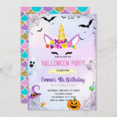 Invitation de la fête de la licorne d'Halloween (Devant / Derrière)