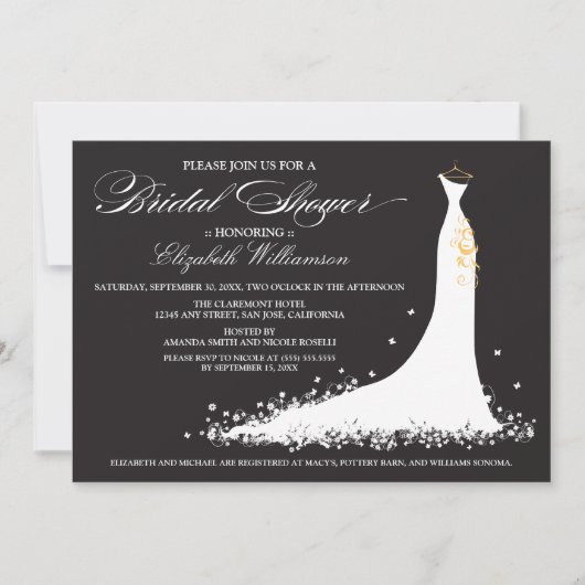 Invitation de la fête de la mariée Mariage (ébène) (Devant)