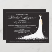 Invitation de la fête de la mariée Mariage (ébène) (Devant / Derrière)