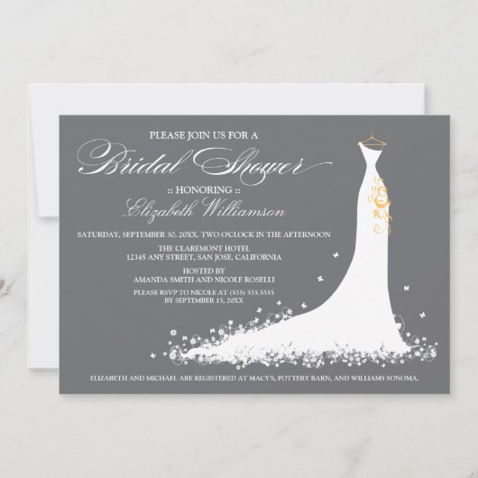 Invitation de la fête de la mariée Mariage (gris) (Devant)