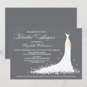Invitation de la fête de la mariée Mariage (gris) (Devant / Derrière)