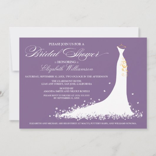 Invitation de la fête de la mariée Mariage (violet (Devant)