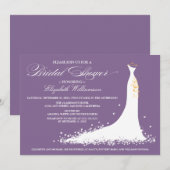 Invitation de la fête de la mariée Mariage (violet (Devant / Derrière)