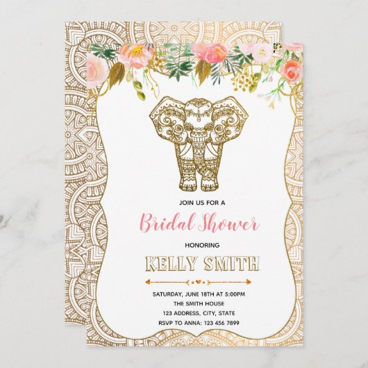 Invitation de la fête de la nuptiale à thème indie (Devant / Derrière)