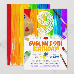 Invitation de la fête de la peinture, fête d'anniv