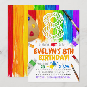 Invitation de la fête de la peinture, fête d'anniv