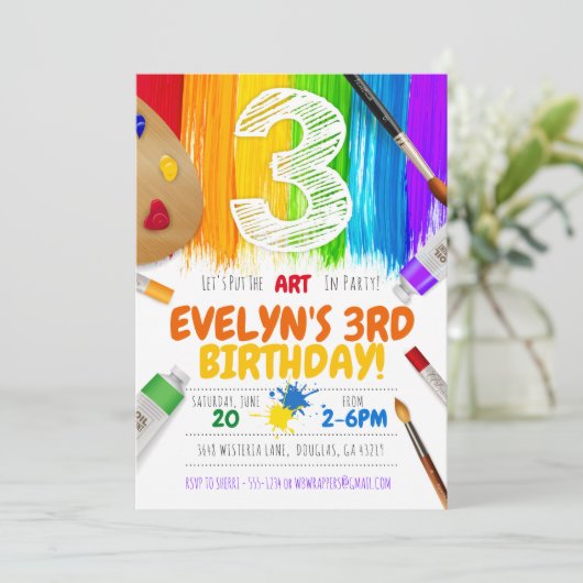 Invitation de la fête de la peinture, fête d'anniv (Debout devant)