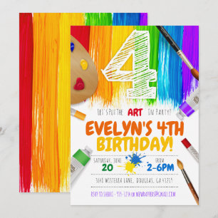 Invitation de la fête de la peinture, fête d'anniv