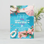 Invitation de la fête de la piscine d'anniversaire (Debout devant)
