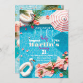 Invitation de la fête de la piscine d'anniversaire (Devant / Derrière)