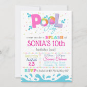 Invitation de la fête de la piscine d'anniversaire (Devant)