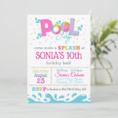 Invitation de la fête de la piscine d'anniversaire (Debout devant)