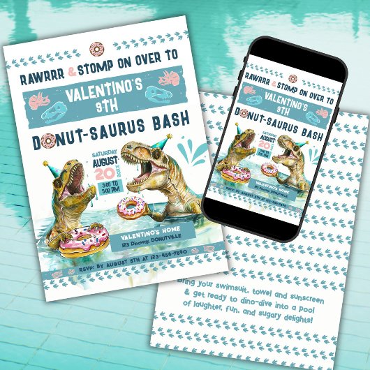 Invitation de la fête de la piscine de donut des d