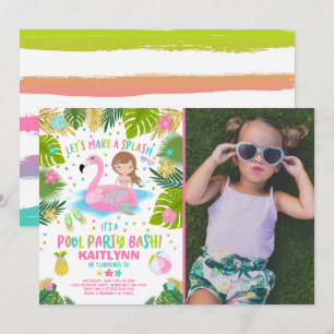 Invitation de la fête de la piscine de Flamants ro