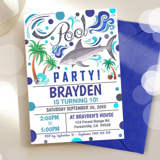 Invitation de la fête de la piscine de requin Invi