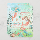 Invitation de la fête de la piscine de sirène (Devant / Derrière)