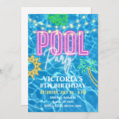 Invitation de la fête de la piscine, fête de la pi (Devant / Derrière)