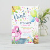 Invitation de la fête de la piscine Flamant rose a (Debout devant)