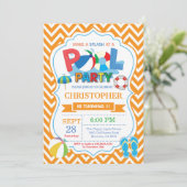 Invitation de la fête de la piscine Orange Splish  (Debout devant)