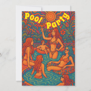 Invitation de la fête de la piscine psychédélique