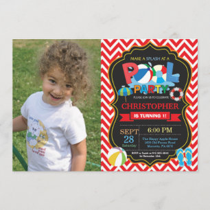 Invitation de la fête de la piscine Red Splish Spl