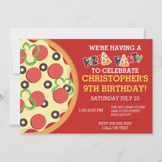 Invitation de la fête de la pizza (Devant)
