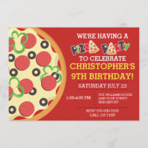 Invitation de la fête de la pizza