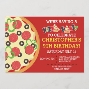 Invitation de la fête de la pizza