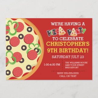 Invitation de la fête de la pizza