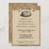 Invitation de la fête de la récolte de Thanksgivin (Devant / Derrière)