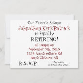 Invitation de la fête de la retraite classique (Dos)