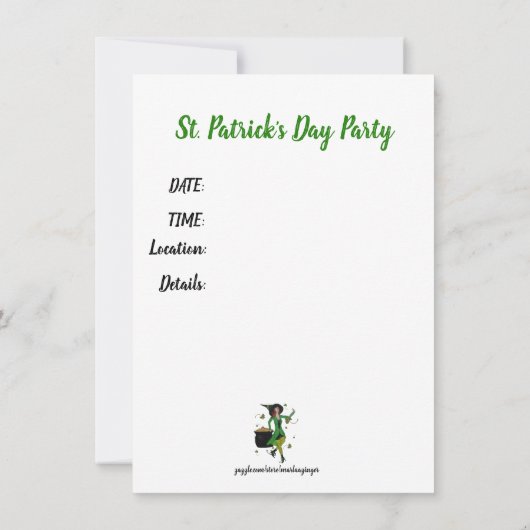 INVITATION de la fête de la Saint Patrick (Dos)