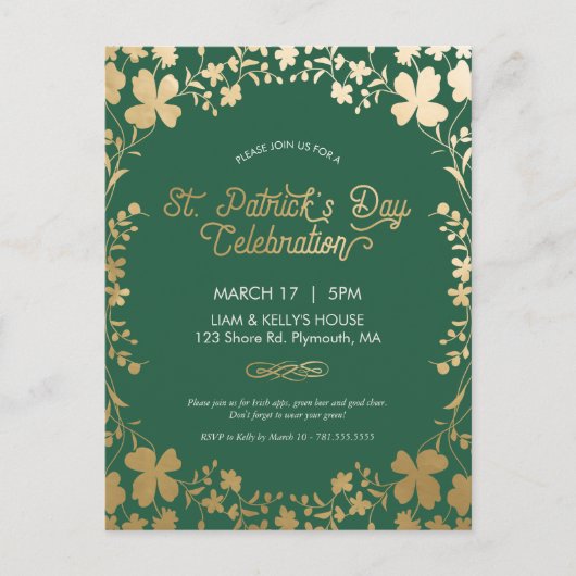Invitation de la fête de la Saint Patrick - Carte (Devant)