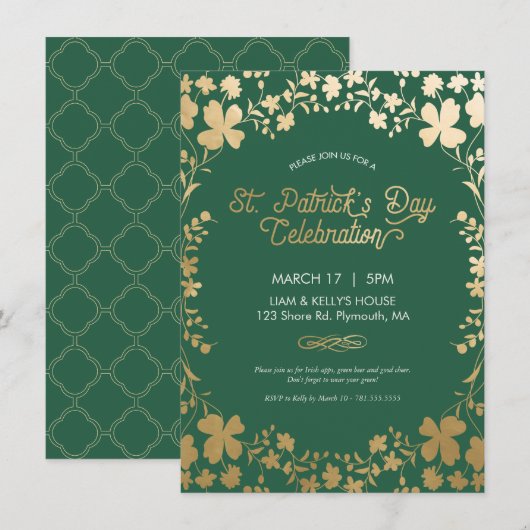 Invitation de la fête de la Saint-Patrick - Carte (Devant / Derrière)