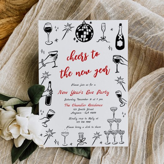 Invitation de la fête de la Saint-Sylvestre Doodle