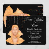 Invitation de la fête de la Saint-Sylvestre Golden (Devant / Derrière)