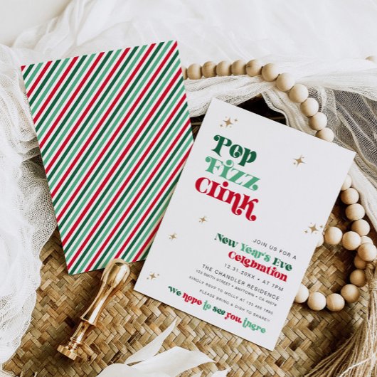 Invitation de la fête de la Saint Sylvestre Retro 