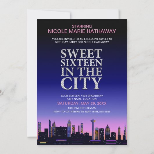 Invitation de la fête de l'affiche sweet sixteen (Devant)