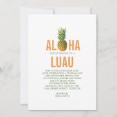 Invitation de la fête de l'ananas Luau (Devant)
