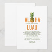 Invitation de la fête de l'ananas Luau (Devant / Derrière)