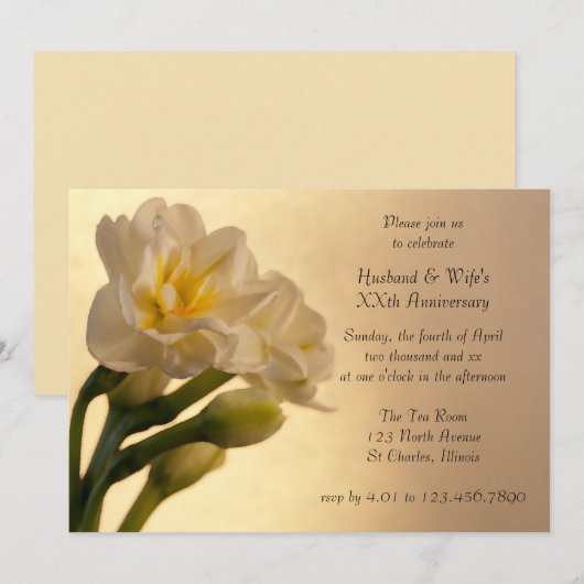 Invitation de la fête de l'Anniversaire blanc doub (Devant / Derrière)