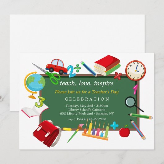 Invitation de la fête de l'enseignant (Devant / Derrière)