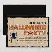 Invitation de la fête de lettres Halloween (Devant / Derrière)
