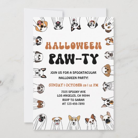 Invitation de la fête de l'Halloween Chien Costume (Devant)