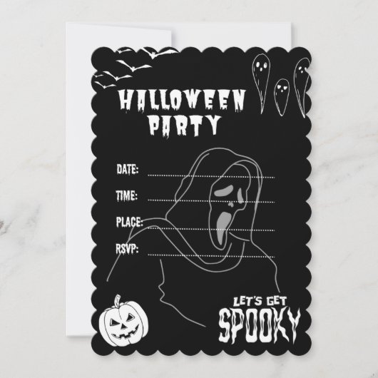 Invitation de la fête de l'Halloween noire (Devant)