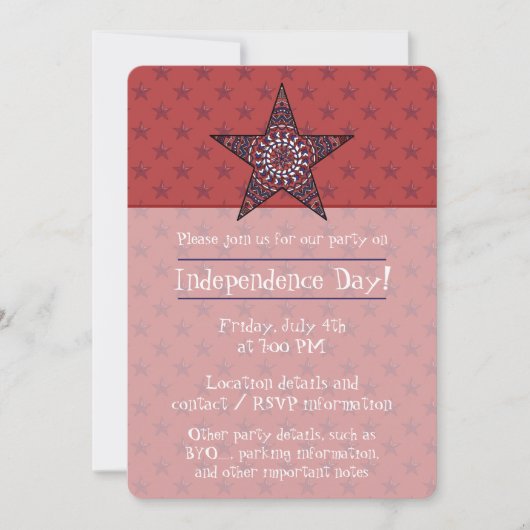 Invitation de la fête de l'Indépendance (Devant)